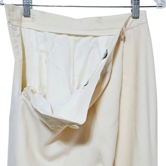 Jones New York 100% Pure Wool Pants Ivory Pleated Professional Neutral Size 10P - Picture 4 of 7